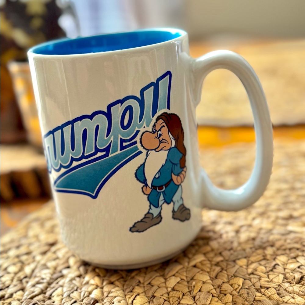 Grumpy White and Blue Mug